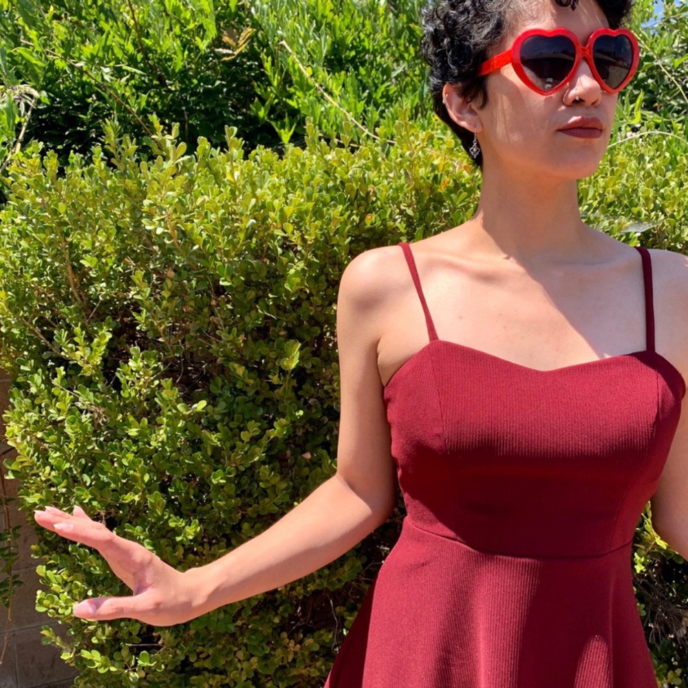 Burgundy Spaghetti Strap Party Dress🌹